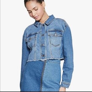 NWT Wild Fable Cropped Jean Jacket Blue Long Sleeve XL